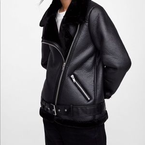 Zara Contrasting Biker Jacket